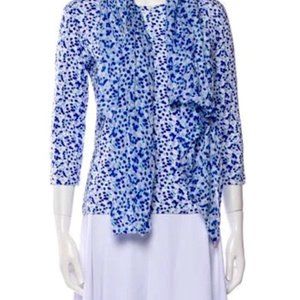 LEGGIADRO Print Cowl Neck Blouse and scarf set